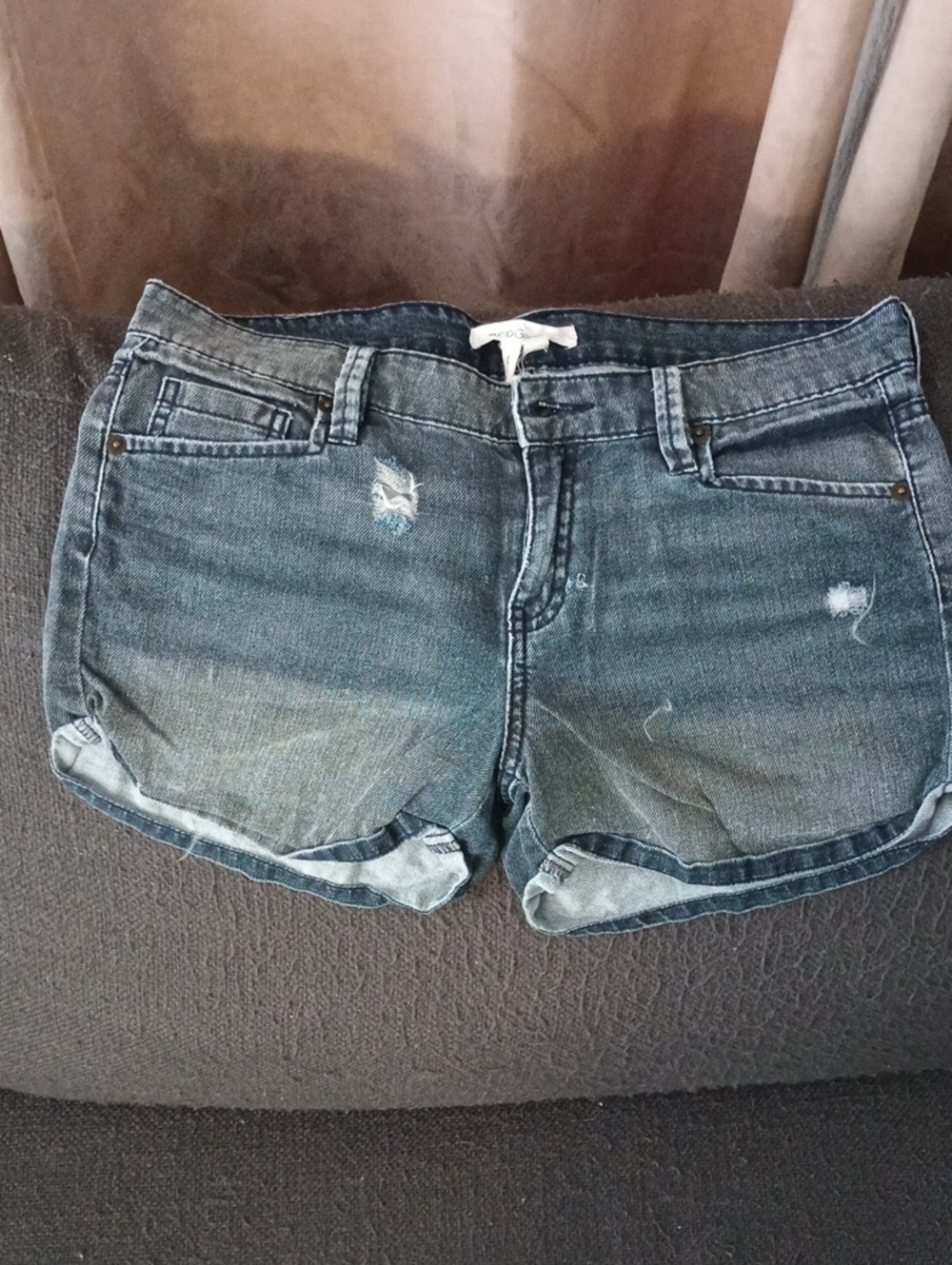 BCBG Faded Blue Distressed Denim Shorts